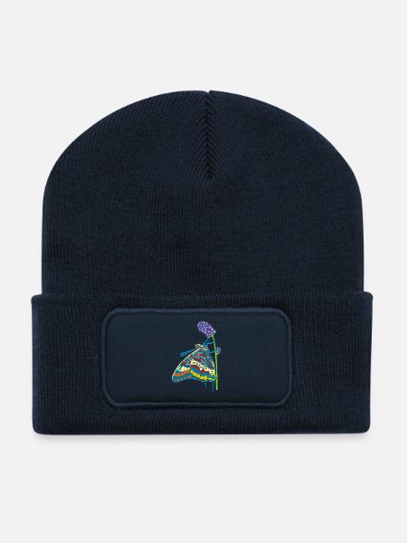 Papillon et nature - Beanie recyclé à patch - bleu marine