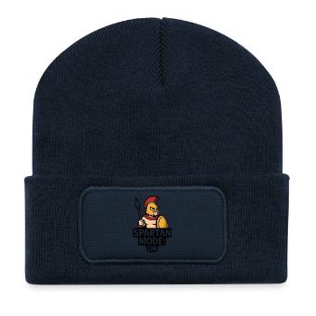 SPARTAN MODE: ON | Lustiges Spartaner-Design - Recycelte Patch Beanie - French Navy - Vorne
