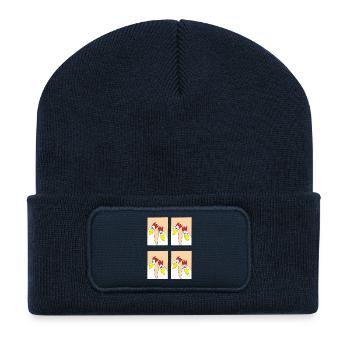 lustige huehner bilder - Recycelte Patch Beanie - French Navy - Vorne