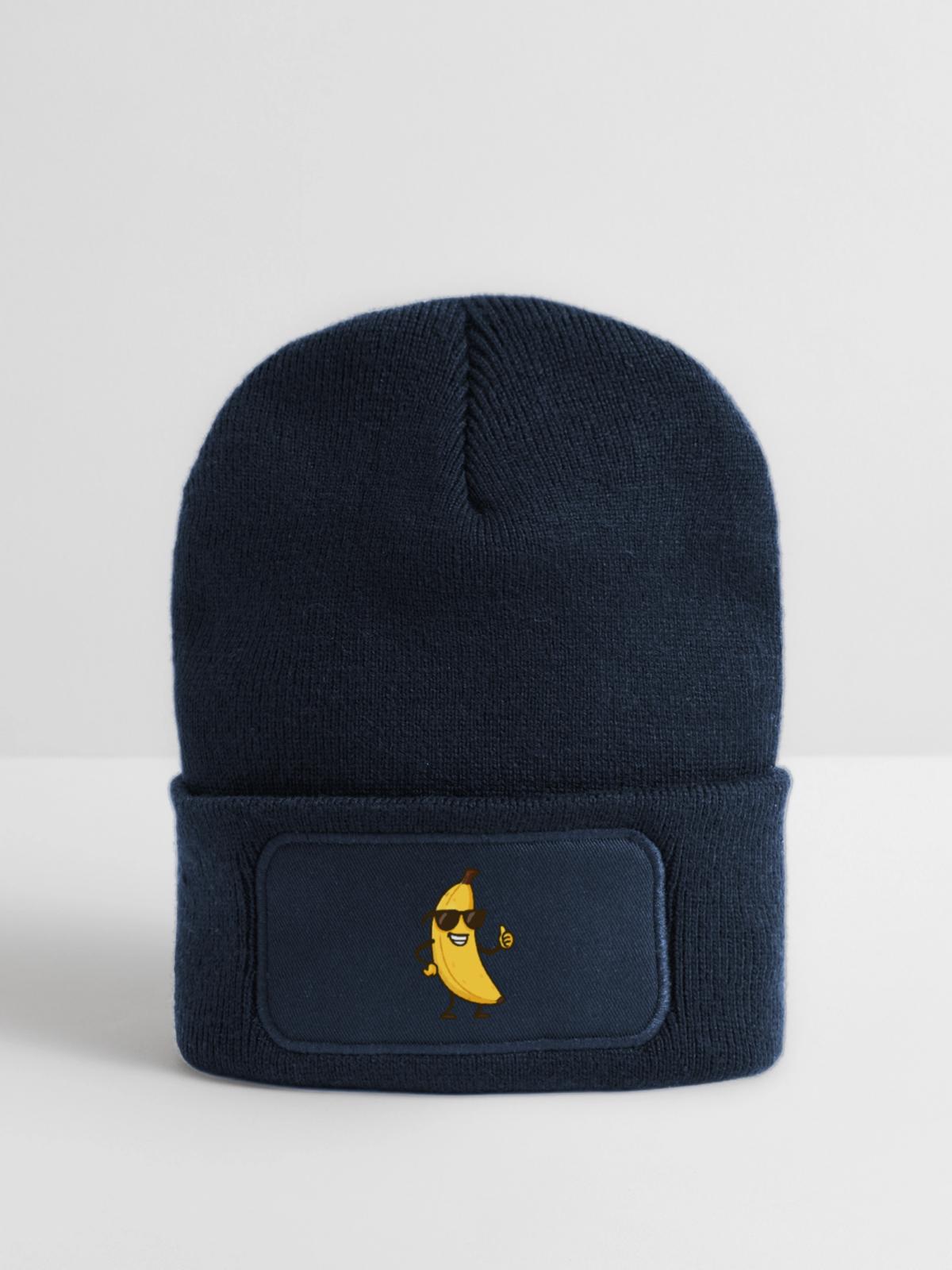 Banane Comic - Recycelte Patch Beanie - French Navy - Vorne