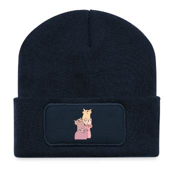 katzen treffen rosa - Recycelte Patch Beanie - French Navy - Vorne