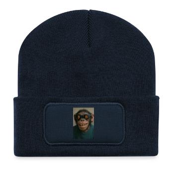 Bitcoin meets Monkey Joe - Recycelte Patch Beanie - French Navy - Vorne