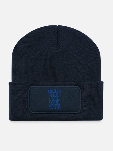 Reisen-Spruch-Eine Reise unternehmen... - Recycelte Patch Beanie - French Navy