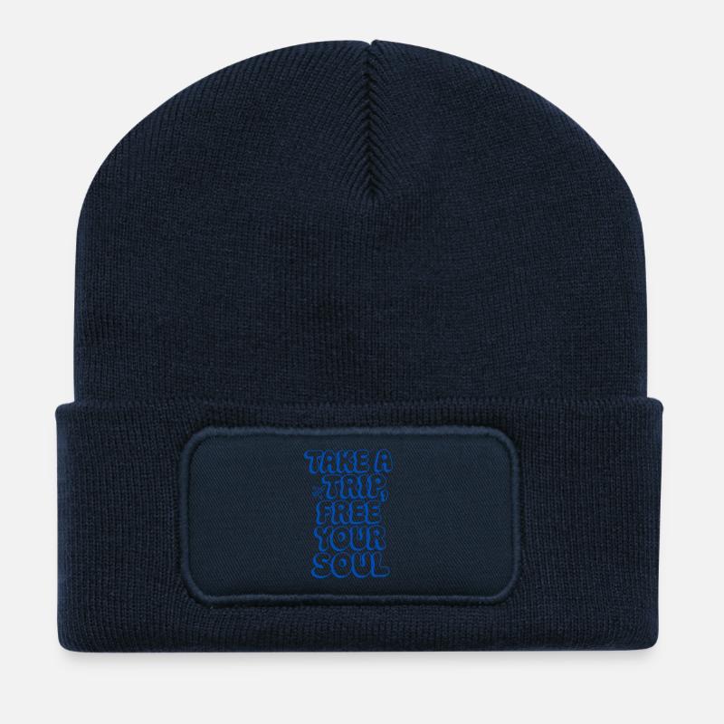 Reisen-Spruch-Eine Reise unternehmen... - Recycelte Patch Beanie - French Navy