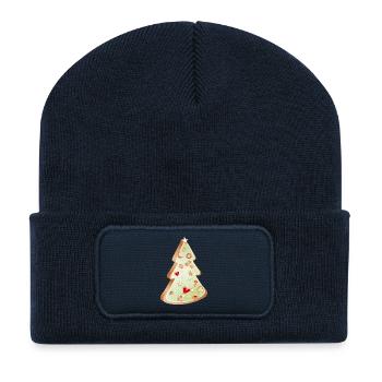 Sapin de Noël en pain d’épice – décoré avec amour - Beanie recyclé à patch - bleu marine - Devant