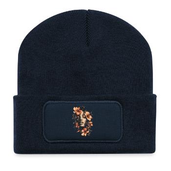 Frauenkopf Blumen Weltfrauentag Kreativ Abstrakte - Recycelte Patch Beanie - French Navy - Vorne