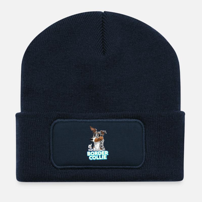 TEAM Border Collie Shorthair - Blue Merle Tri - Recycled Patch Beanie - french navy