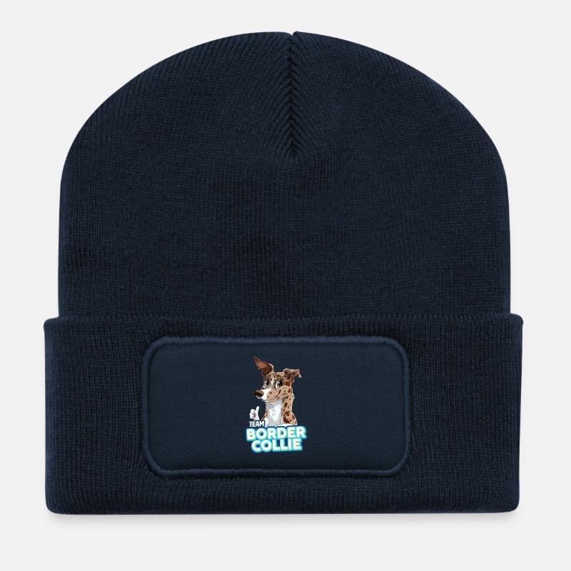 TEAM Border Collie Short Pile - Merle Red - Recycled Patch Beanie - french navy
