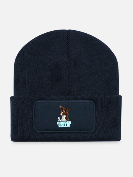 TEAM Border Collie Shorthair - Red Two-Tone - Recycled Patch Beanie - french navy