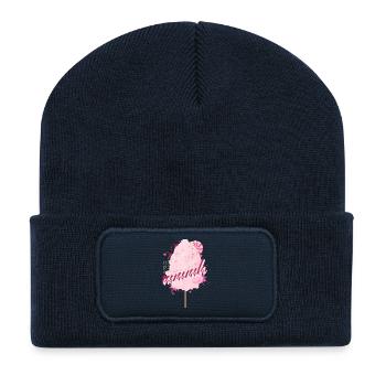 Cotton candy motif with heart confetti and lettering - Recycled Patch Beanie - french navy - Front