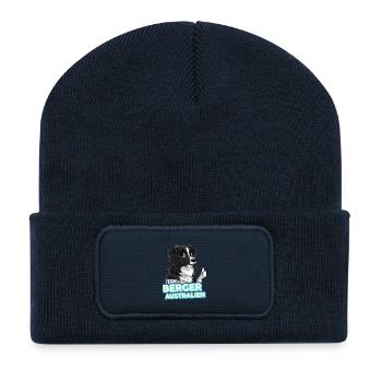 TEAM Australian Shepherd Hund - Schwarz - Recycelte Patch Beanie - French Navy - Vorne