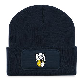 Bee cool - Beanie recyclé à patch - bleu marine - Devant
