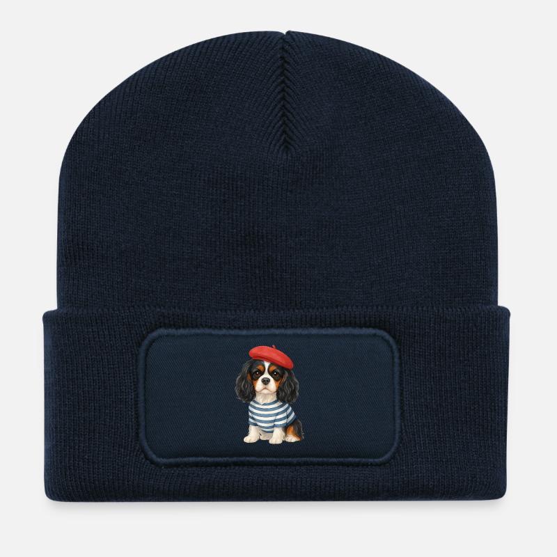 Photogenic Sailor Beret Dog - Recycled Patch Beanie - french navy