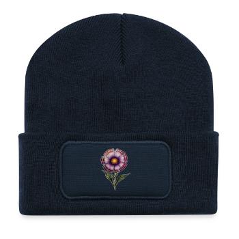 Blume, Garten, Natur - Recycelte Patch Beanie - French Navy - Vorne