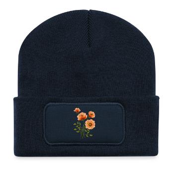 Fleur - Beanie recyclé à patch - bleu marine - Devant