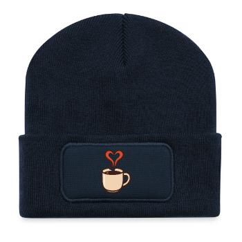 Heartwarming coffee enjoyment - Recycled Patch Beanie - french navy - Front