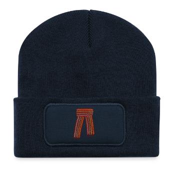 Écharpe colorée à motifs zigzag - Beanie recyclé à patch - bleu marine - Devant