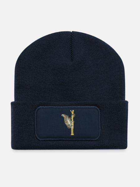 Monkey artwork on tree - Recycled Patch Beanie - french navy