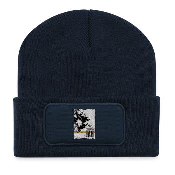 Lion face with reggae flag - Recycled Patch Beanie - french navy - Front