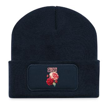 Chrysanthemum Love Floral Design - Recycelte Patch Beanie - French Navy - Vorne