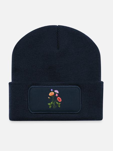 Blumen - Recycelte Patch Beanie - French Navy
