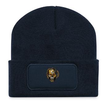 Golden Skull Baroque Ornament - Recycled Patch Beanie - french navy - Front