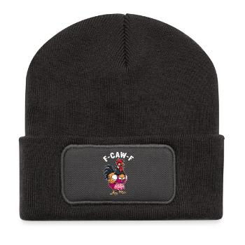 F-CAW-F Crow Funny Halloween Saying - Recycled Patch Beanie - dark grey - Front
