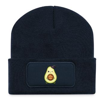 Drôle d’Halloween avocat sorcière balai de sorcière dessin animé - Beanie recyclé à patch - bleu marine - Devant