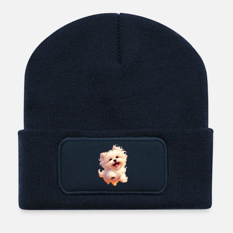 🐾 Malteser Welpe 3 🐾 - Recycelte Patch Beanie - French Navy