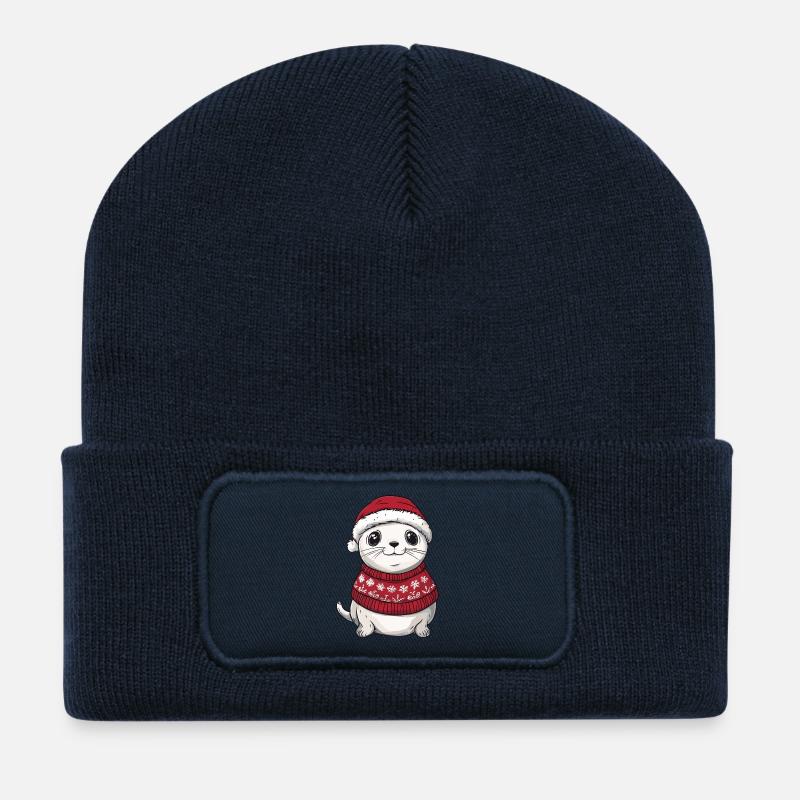 Robbe Tier Weihnachten - Recycelte Patch Beanie - French Navy
