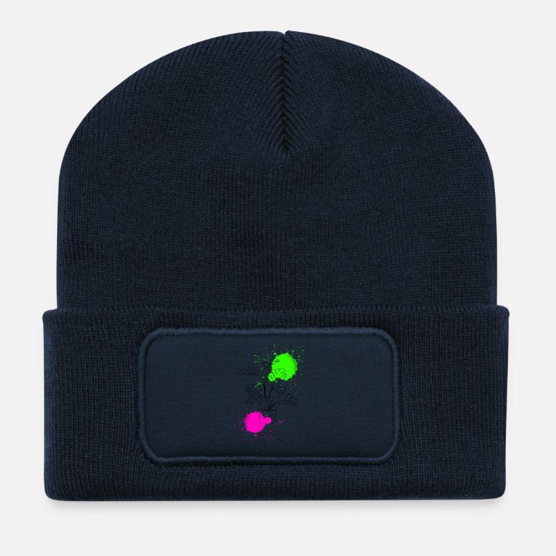 Funky Monstera - Recycled Patch Beanie - french navy