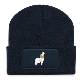 Sloth Riding Llama Cute Funny Duo Art - Recycled Patch Beanie - french navy - Front