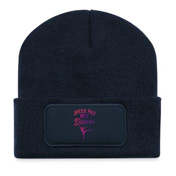 I Can't I Danced — Deliciously Pop - Recycelte Patch Beanie - French Navy - Vorne