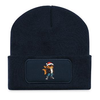 Goldfisch Weihnachten Winter - Recycelte Patch Beanie - French Navy - Vorne