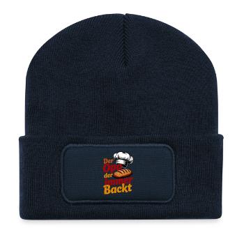 Der Opa der immer backt - Recycelte Patch Beanie - French Navy - Vorne