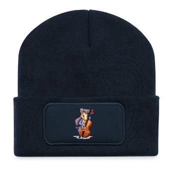 Violoncelle licorne - Beanie recyclé à patch - bleu marine - Devant