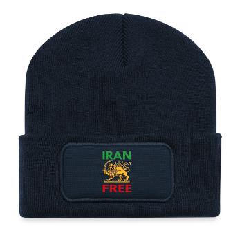 Emblème du Lion libre d’Iran - Beanie recyclé à patch - bleu marine - Devant