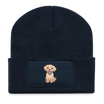 Fröhlicher Welpenfreund Cartoon - Recycelte Patch Beanie - French Navy - Vorne