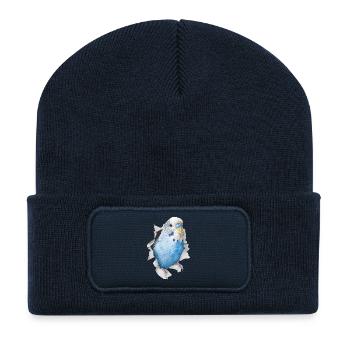 Perruche ondulée - Beanie recyclé à patch - bleu marine - Devant