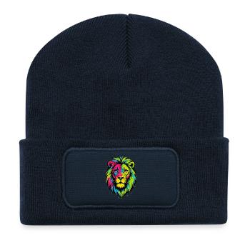 Colorful Wild Lion - Art Colors Pop - Recycled Patch Beanie - french navy - Front