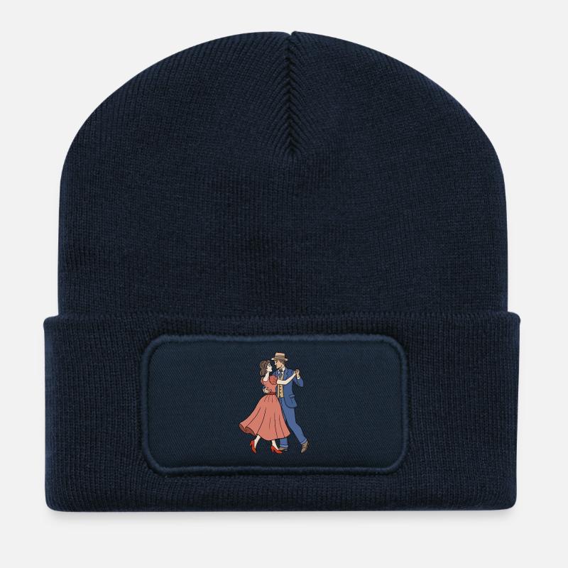 Vintage Romantic Couple Dancing Retro 1950s - Recycled Patch Beanie - french navy