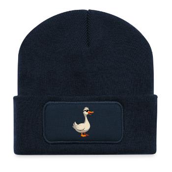 Oie fraîche - Beanie recyclé à patch - bleu marine - Devant