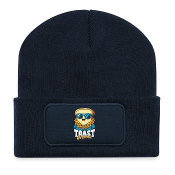 Toast Hawaii mit Sonnenbrille - Recycelte Patch Beanie - French Navy - Vorne