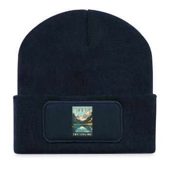 Discover Alpine Gem Oeschinensee in Switzerland - Recycled Patch Beanie - french navy - Front