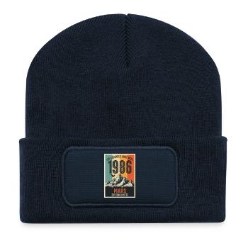 cadeau 40 ans femme cadeau homme 40 ans - Beanie recyclé à patch - bleu marine - Devant