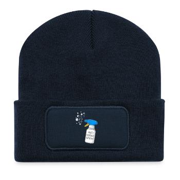 Spray anti-excitation Drôle de design humoristique - Beanie recyclé à patch - bleu marine - Devant
