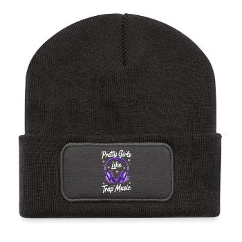 Purple Headphones Heartbeat - Recycled Patch Beanie - dark grey - Front