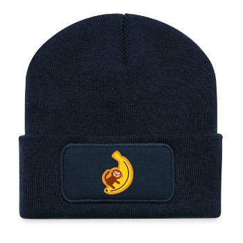Funny Monkey Banana Tee Cute Animal Jungle Shirt - Recycelte Patch Beanie - French Navy - Vorne