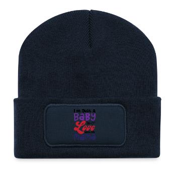 Baby Love Mama Typography - Recycled Patch Beanie - french navy - Front
