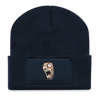 Crâne Hurlant Psychédélique - Beanie recyclé à patch - bleu marine - Devant